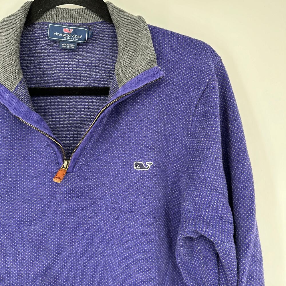 Vineyard Vines Knit Pullover Quarter Zip Long Sleeve Nautical Preppy Sweater Med - Picture 2 of 5